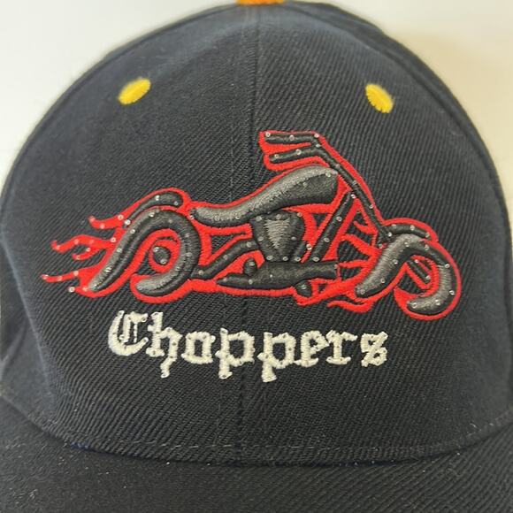 Choppers Men’s Black/Orange Flames Biker’s Basketball Cap With Light‎ Up Chopper - Picture 2 of 11